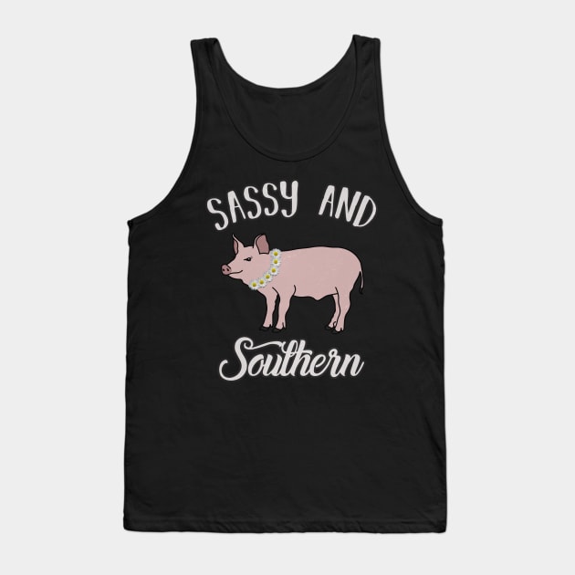 Sassy and Southern Cute Flower Daisy Pig Tank Top by charlescheshire